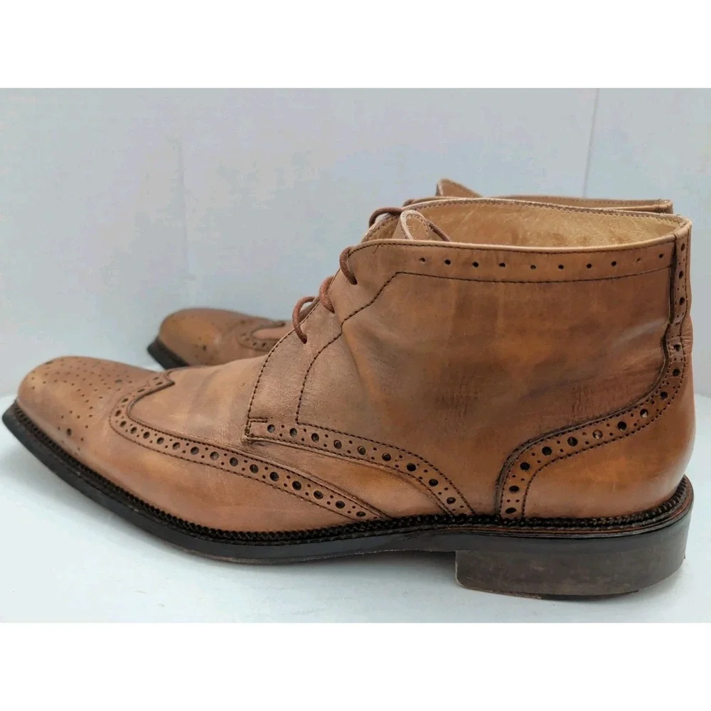 Mercanti Firoenti Wingtip Chukka Ankle Boot Brogue Sz 10.5M Brown Leather Italy